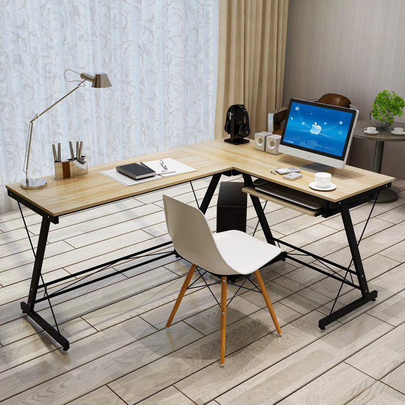 简约电脑桌台式桌家用办公桌 简易转角电脑桌书桌：黄色木纹