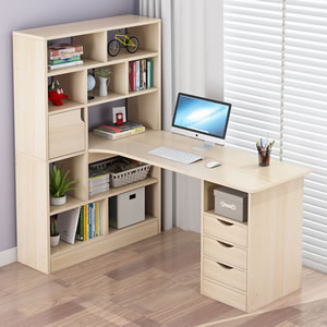 转角书桌书架组合书柜一体简约家用电脑桌子带抽屉卧室学生写字台