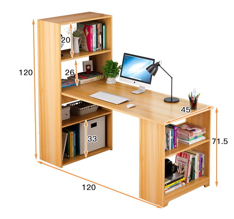 电脑桌简易台式桌家用转角书桌书柜一体组合简约学生写字台经济型