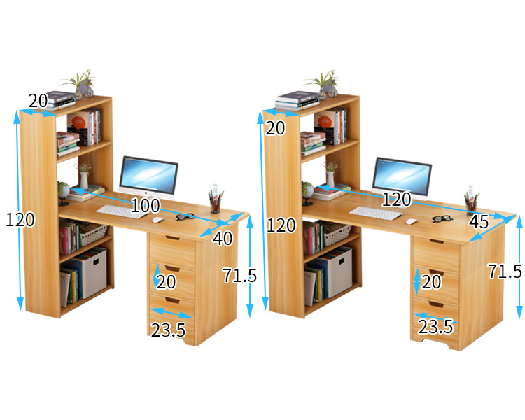 电脑桌简易台式桌家用转角书桌书柜一体组合简约学生写字台经济型
