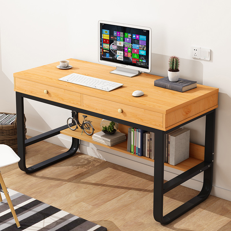 钢木桌书桌简约台式电脑桌办公桌家用学生宿舍写字桌双单人桌子