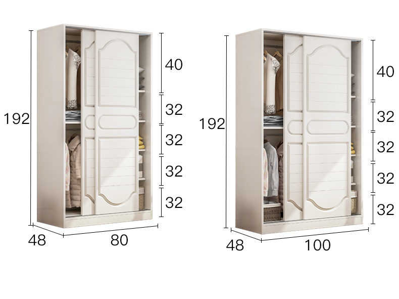 北欧推拉门衣柜现代简约经济型移门衣柜组装家用卧室整体大衣柜
