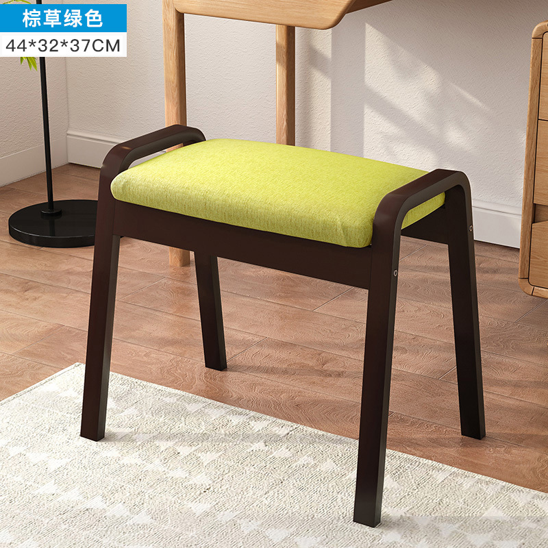 小方凳子时尚创意现代化妆凳子简约实木椅子家用餐凳成人布艺矮凳：棕草绿