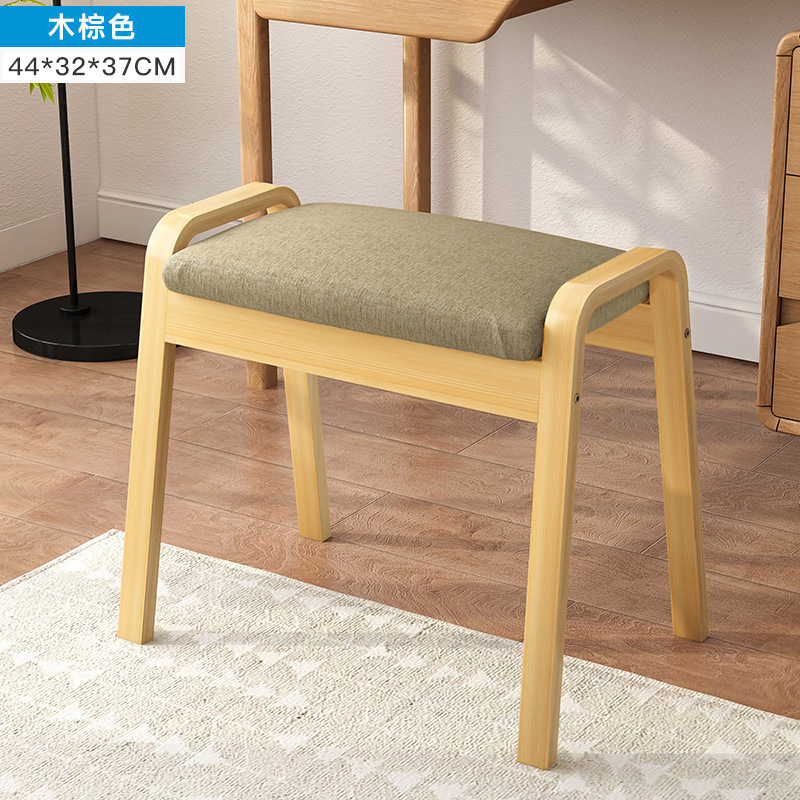 小方凳子时尚创意现代化妆凳子简约实木椅子家用餐凳成人布艺矮凳：木棕