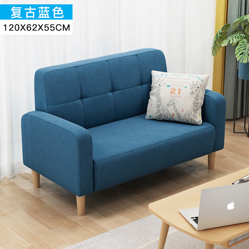 单人小沙发网红款客厅户型阳台卧室懒人单人床经济型北欧沙发布艺：120cm复古蓝