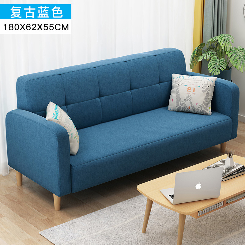 单人小沙发网红款客厅户型阳台卧室懒人单人床经济型北欧沙发布艺：180cm复古蓝
