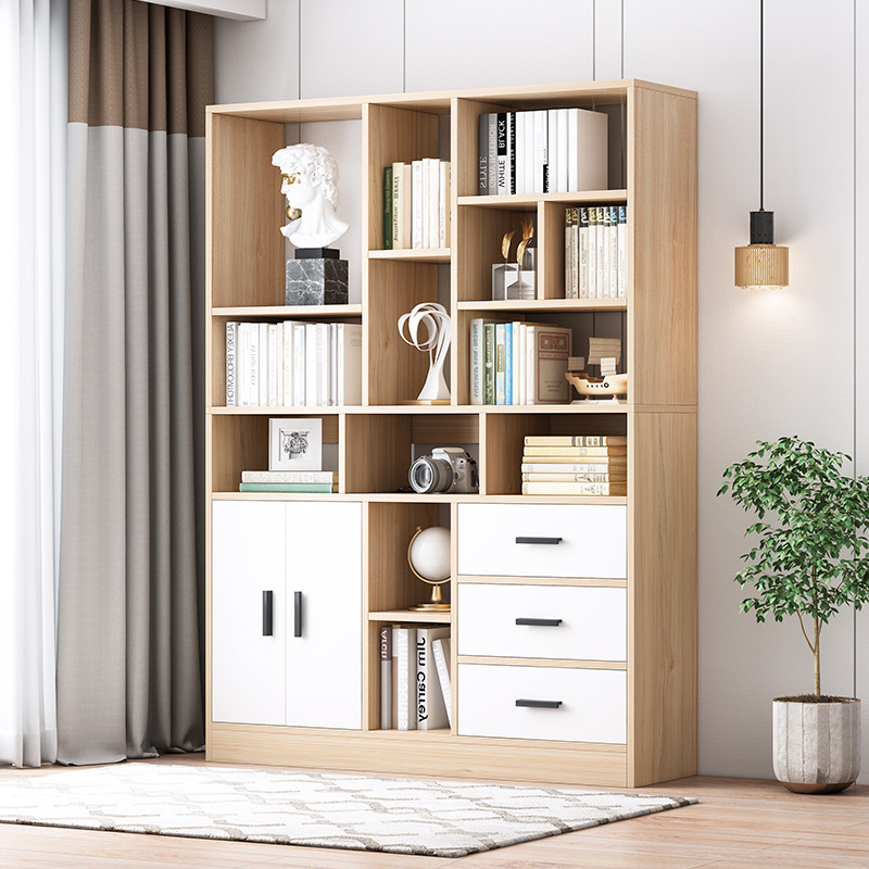 北欧书柜简约带门落地现代创意简易柜子小书柜收纳卧室书柜置物架