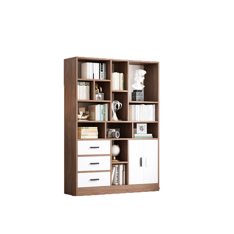 北欧书柜简约带门落地现代创意简易柜子小书柜收纳卧室书柜置物架