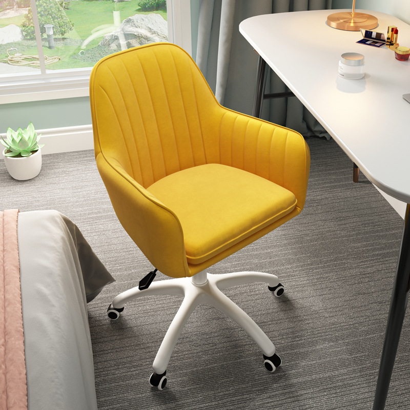 办公椅舒适久坐电脑椅家用会议椅简约现代学生椅靠背工作升降椅子：柠檬黄