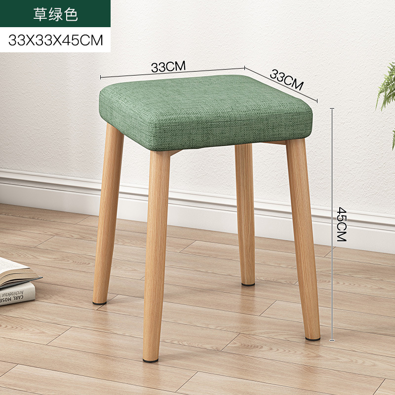 现代简约小方凳子时尚创意化妆凳椅子家用餐椅凳成人布艺软面矮凳：青绿色