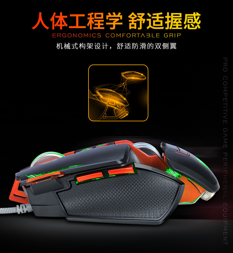 米蟹M9游戏鼠标电竞机械宏定义吃鸡鼠标一键压枪网咖