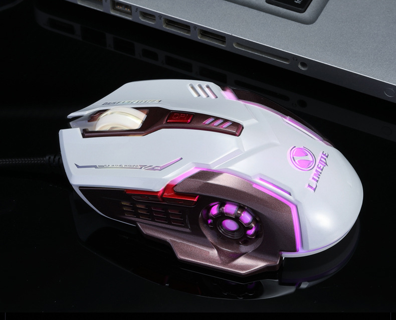 力镁V2有线机械游戏电竞台式电脑USB鼠标风火轮游戏鼠标