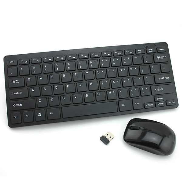 2.4G迷你无线键盘鼠标套装 USB电脑巧克力型键鼠套HK-03：黑色