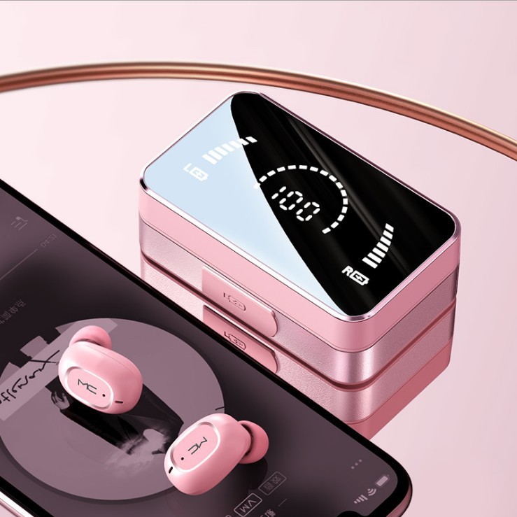 新款T5蓝牙耳机无线双耳配对户外运动跑步入耳耳塞防水超长待机：升级版粉色