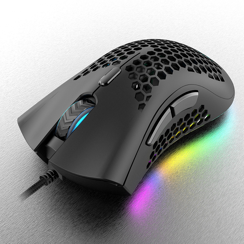 蝰蛇RGB宏定义洞洞游戏鼠标电竞吃鸡lol有线办公商务笔记本鼠标：黑色