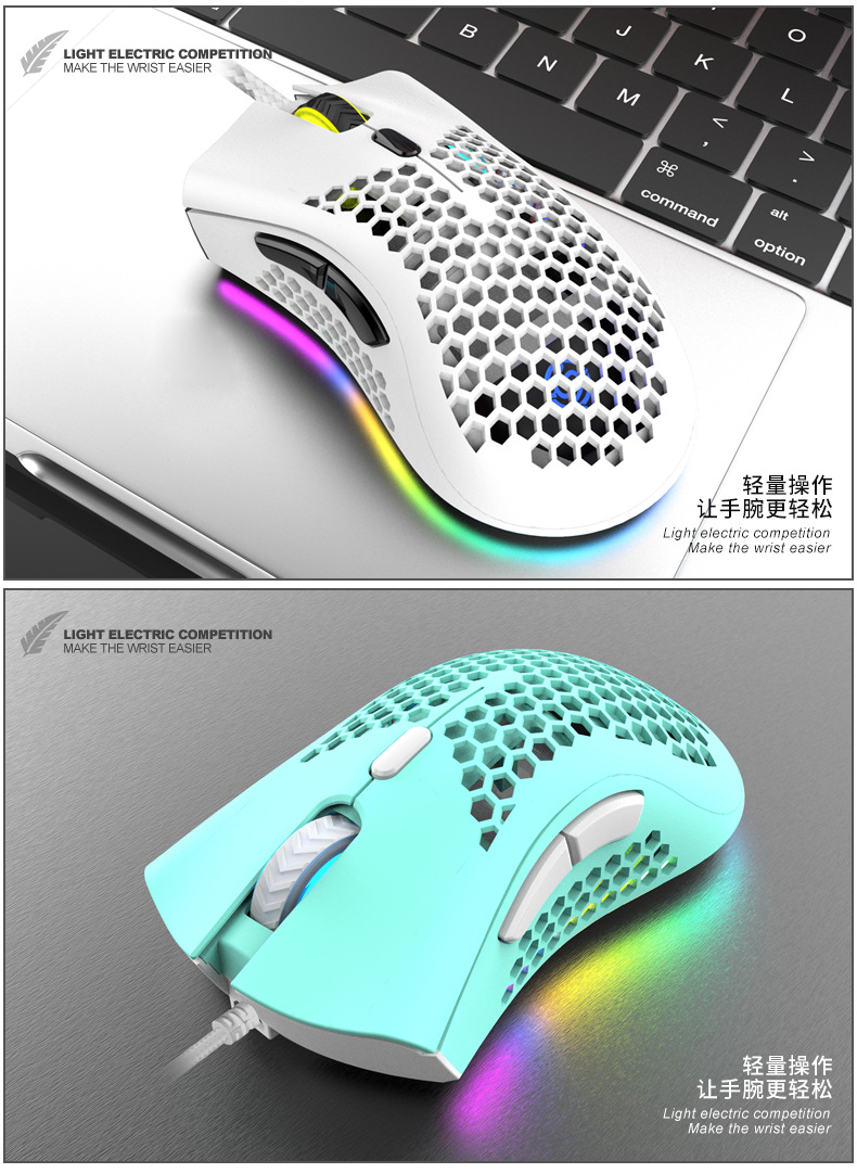 蝰蛇RGB宏定义洞洞游戏鼠标电竞吃鸡lol有线办公商务笔记本鼠标