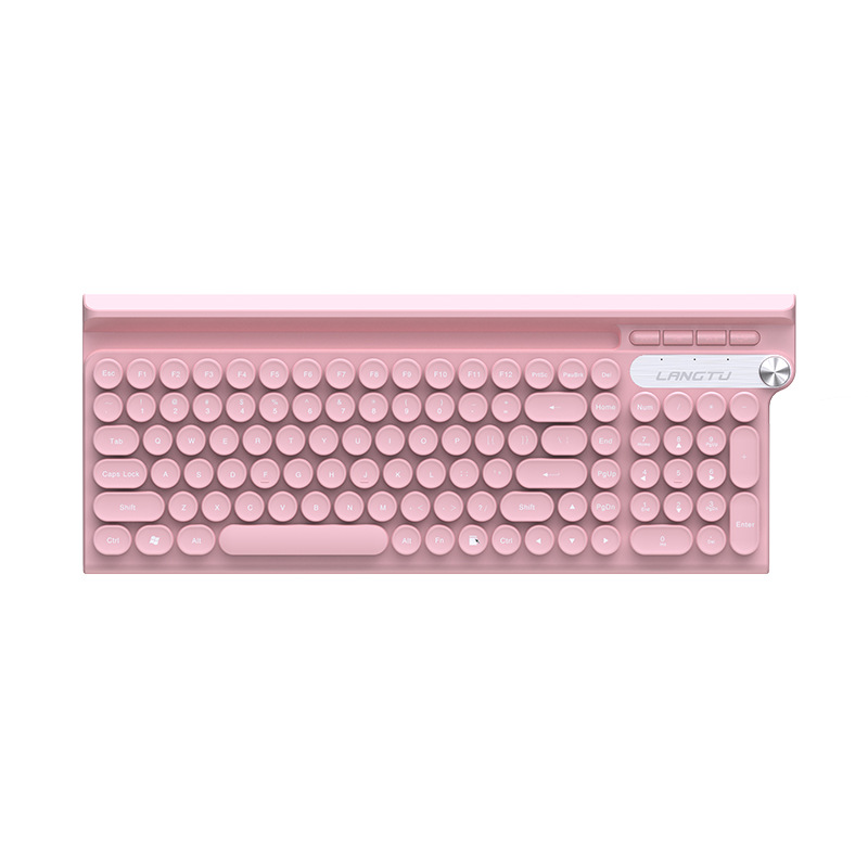 狼途L3有线键盘无声办公打字笔记本电脑台式薄膜键盘鼠标套装便携：L3粉色有线键盘
