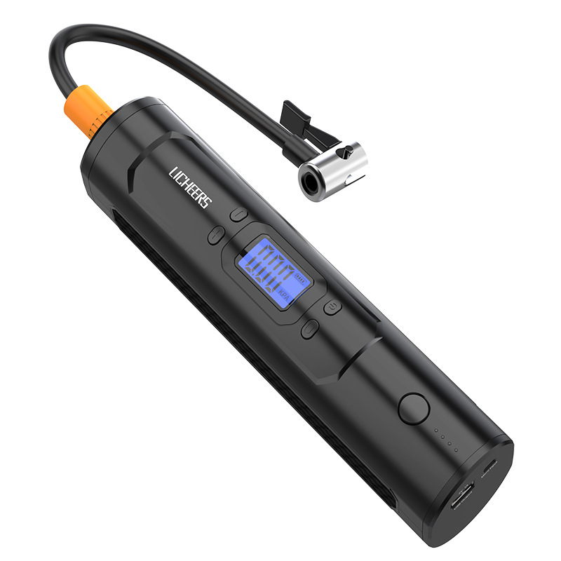 新款无线充气泵智能数显多功能充气泵USB 6000mAh持久续航充气泵：黑色