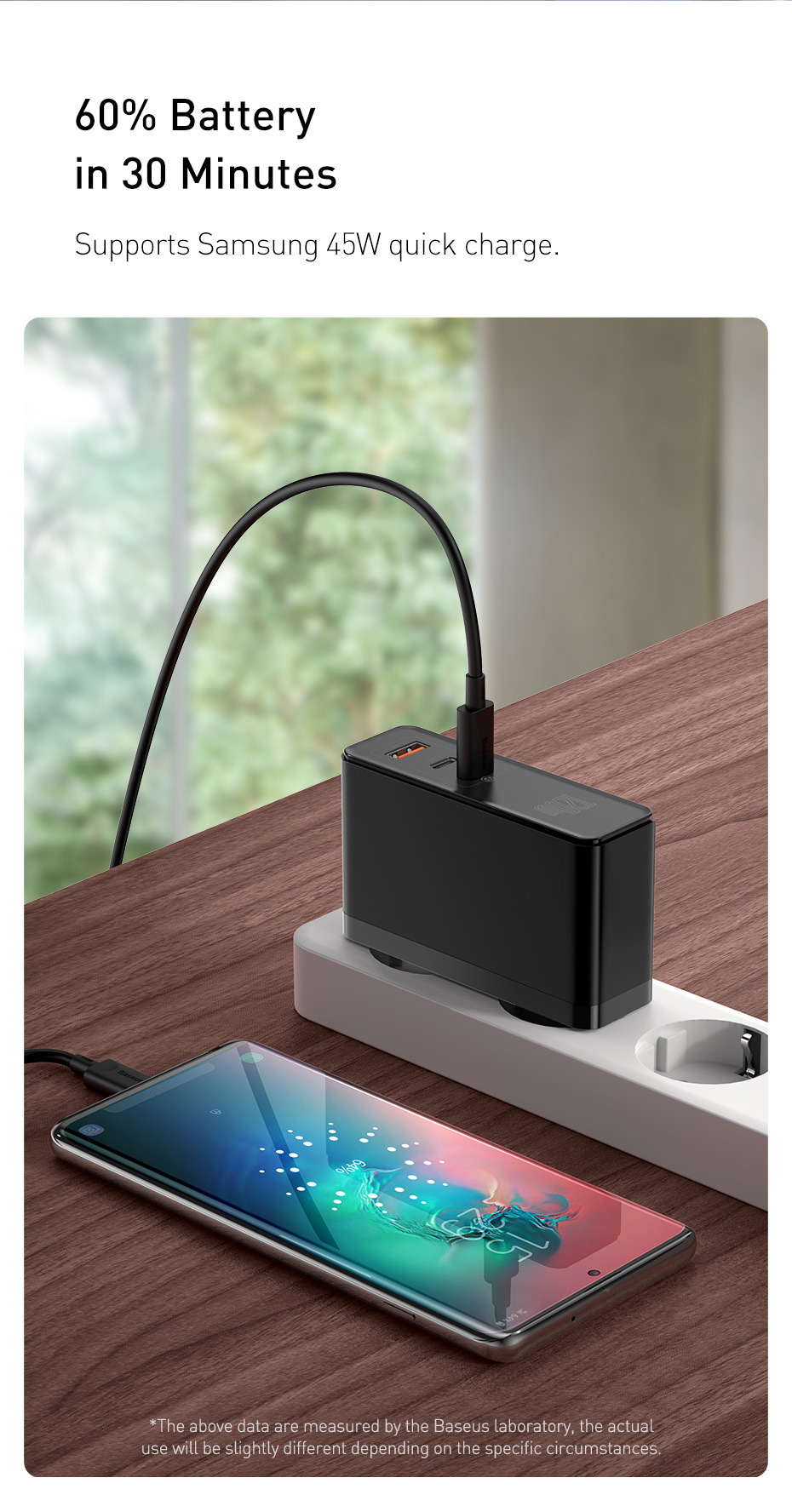 倍思GaN氮化镓120W适用于华为双cype-c三口充电器3.0QC USB欧规