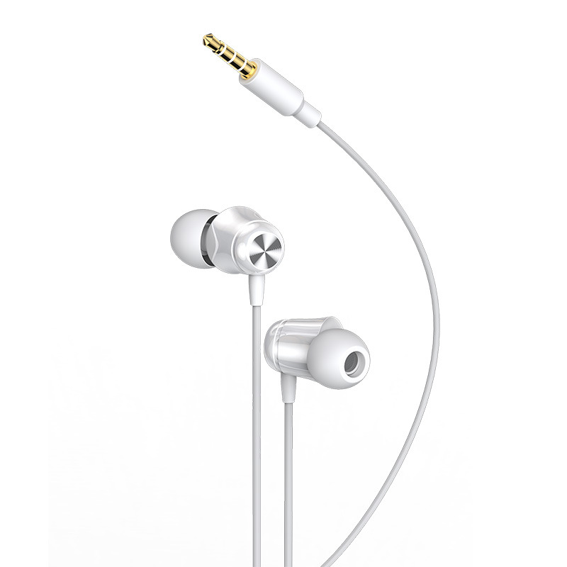 3.5通用线控带唛有线耳机入耳式重低音立体声耳机动圈式耳塞：白色