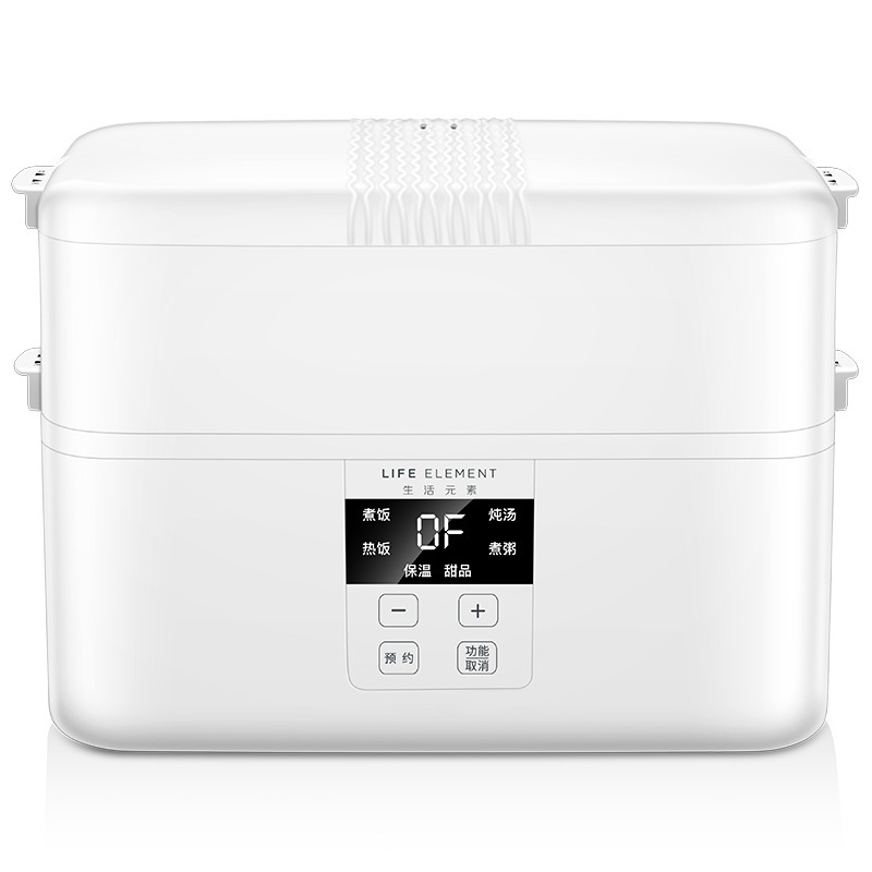 智能预约定时生活元素电热饭盒大容量四陶瓷双层保温便当盒：F19白色