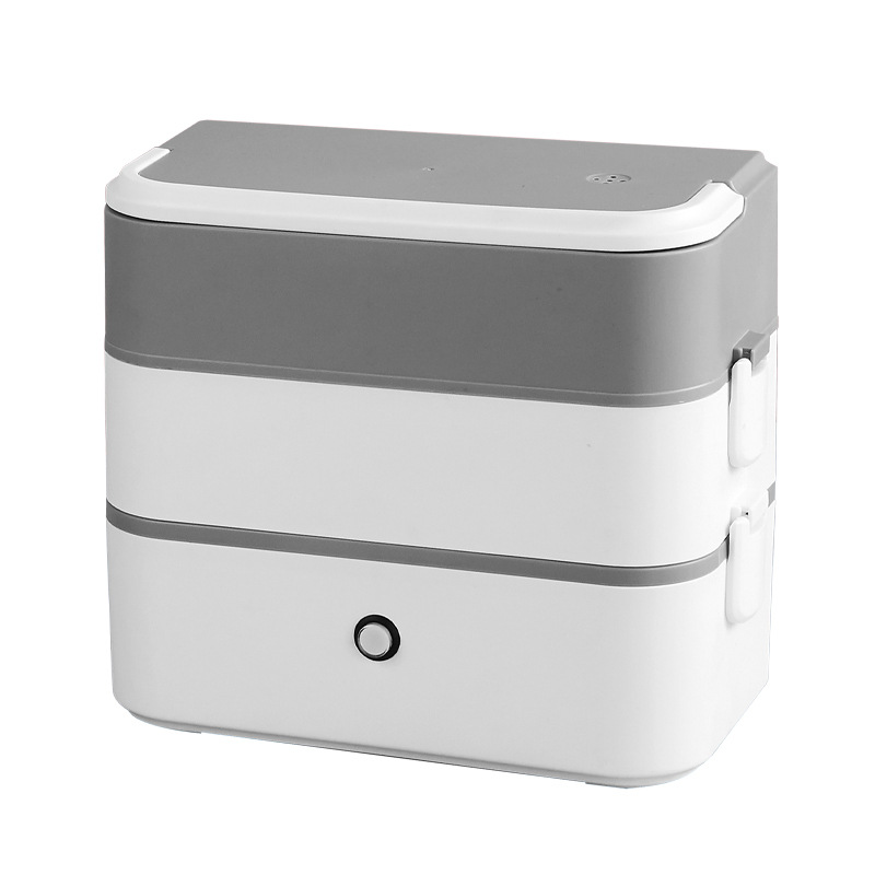 WIFER便携式加热便当盒 双层可插电蒸饭保温网红电热饭盒：银灰色