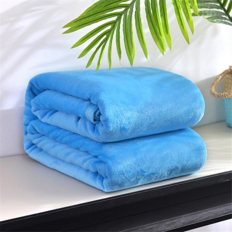 加厚纯色空调毯春夏季法莱绒毛毯儿童小毯子午睡毯盖毯：海洋蓝