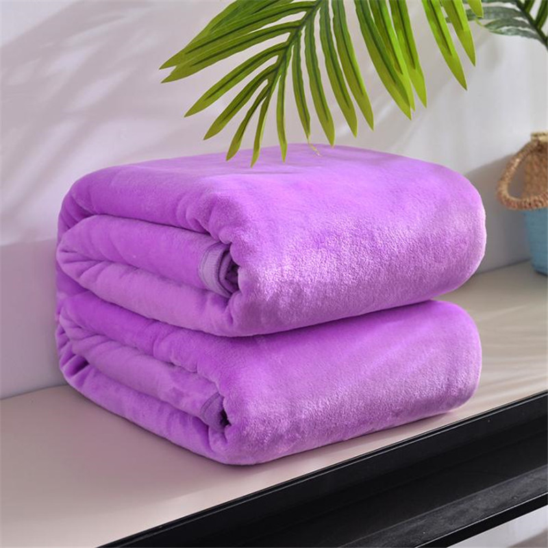 加厚纯色空调毯春夏季法莱绒毛毯儿童小毯子午睡毯盖毯：梦幻紫