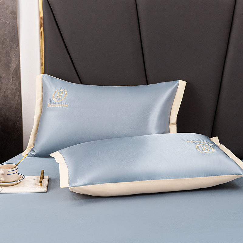 新款冰丝席床笠三件套简约绣花套件折叠式单双人床上用品
