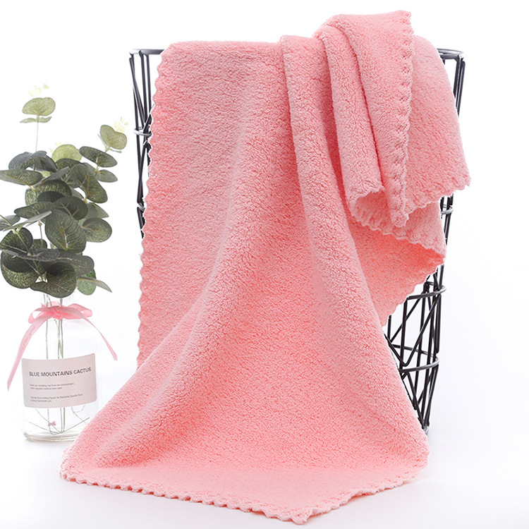 日用品家居洗脸巾珊瑚绒毛巾现货柔软吸水纤维干发巾美容巾：粉色