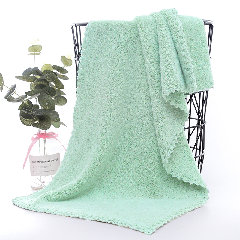 日用品家居洗脸巾珊瑚绒毛巾现货柔软吸水纤维干发巾美容巾：绿色
