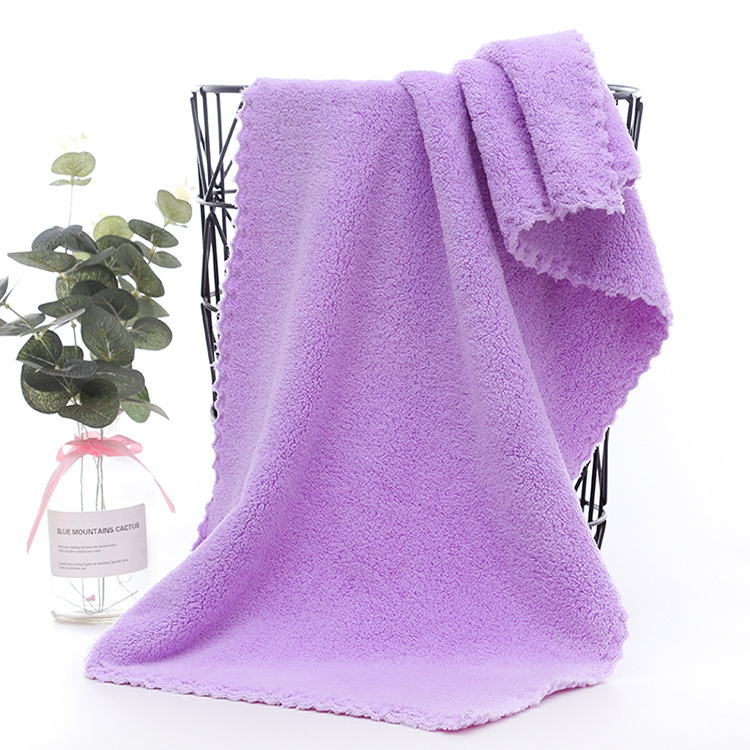 日用品家居洗脸巾珊瑚绒毛巾现货柔软吸水纤维干发巾美容巾：紫色0