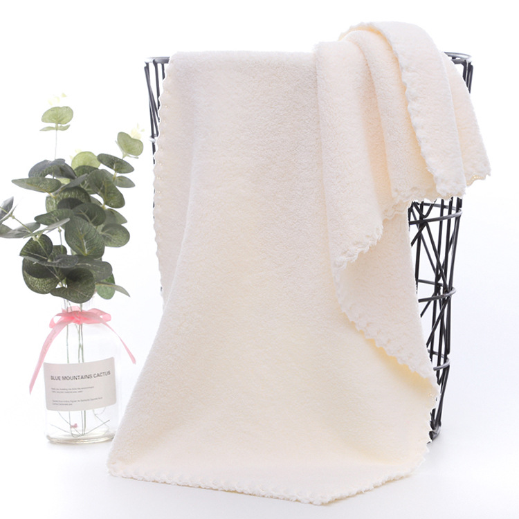 洗脸巾纤维干发巾美容巾家居日用柔软吸水面巾珊瑚绒毛巾：白色