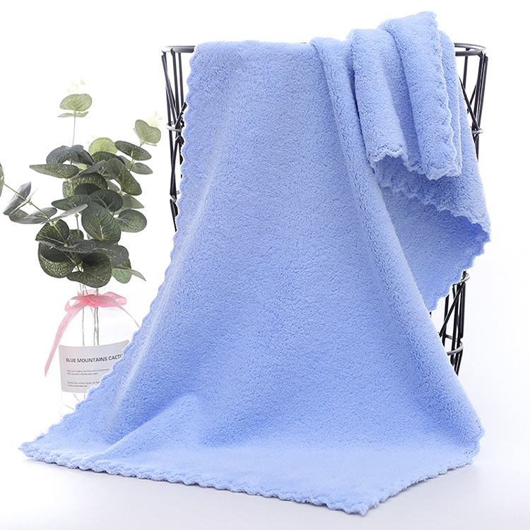 洗脸巾纤维干发巾美容巾家居日用柔软吸水面巾珊瑚绒毛巾：蓝色