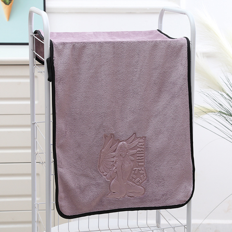 新款纤维毛巾35*75吸水面巾成人干发巾商超货源礼品毛巾：紫色