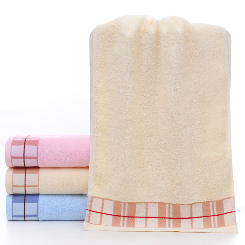 新款家居日用素色棉毛巾 吸水柔软成人洗脸巾钢琴条毛巾商超毛巾：黄色