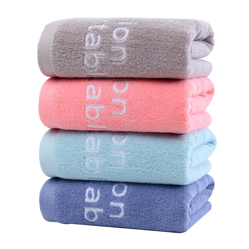 新款素色简约字母时尚毛巾 柔软吸水棉毛巾成人洗脸巾商超毛巾