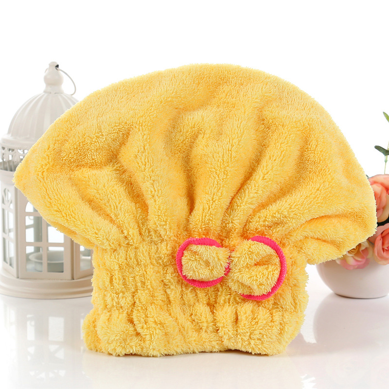 韩国加厚珊瑚绒干发帽 78*29cm强吸水浴帽 韩版超细纤维干发帽：黄色