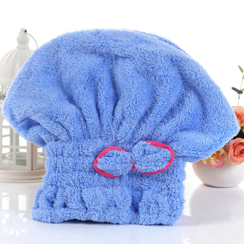 韩国加厚珊瑚绒干发帽 78*29cm强吸水浴帽 韩版超细纤维干发帽：蓝色