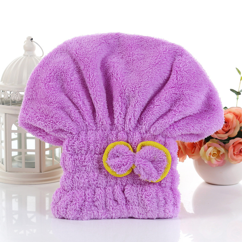 韩国加厚珊瑚绒干发帽 78*29cm强吸水浴帽 韩版超细纤维干发帽：紫色0