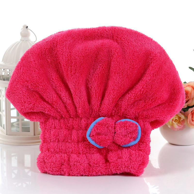 韩国加厚珊瑚绒干发帽 78*29cm强吸水浴帽 韩版超细纤维干发帽：枚红色
