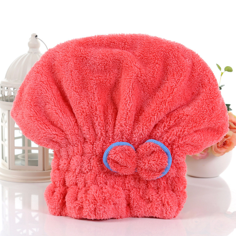 韩国加厚珊瑚绒干发帽 78*29cm强吸水浴帽 韩版超细纤维干发帽：西瓜红
