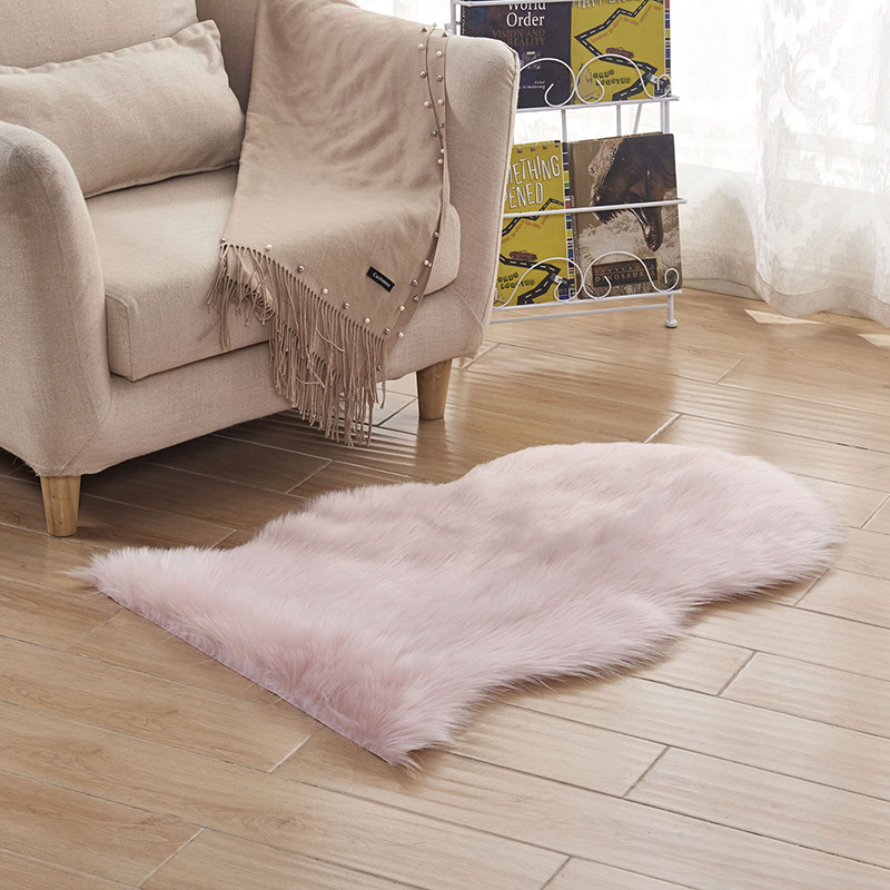 创意床边地毯地垫长毛绒家居茶几沙发脚垫卧室飘窗垫：粉色