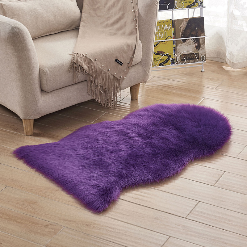 创意床边地毯地垫长毛绒家居茶几沙发脚垫卧室飘窗垫：紫色