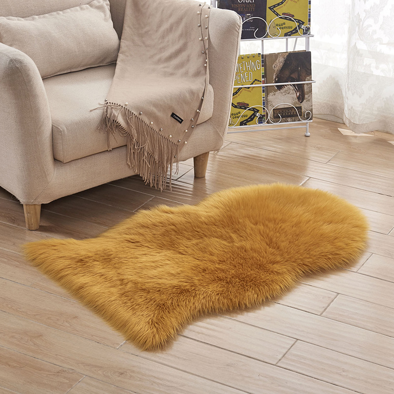 创意床边地毯地垫长毛绒家居茶几沙发脚垫卧室飘窗垫：黄驼色