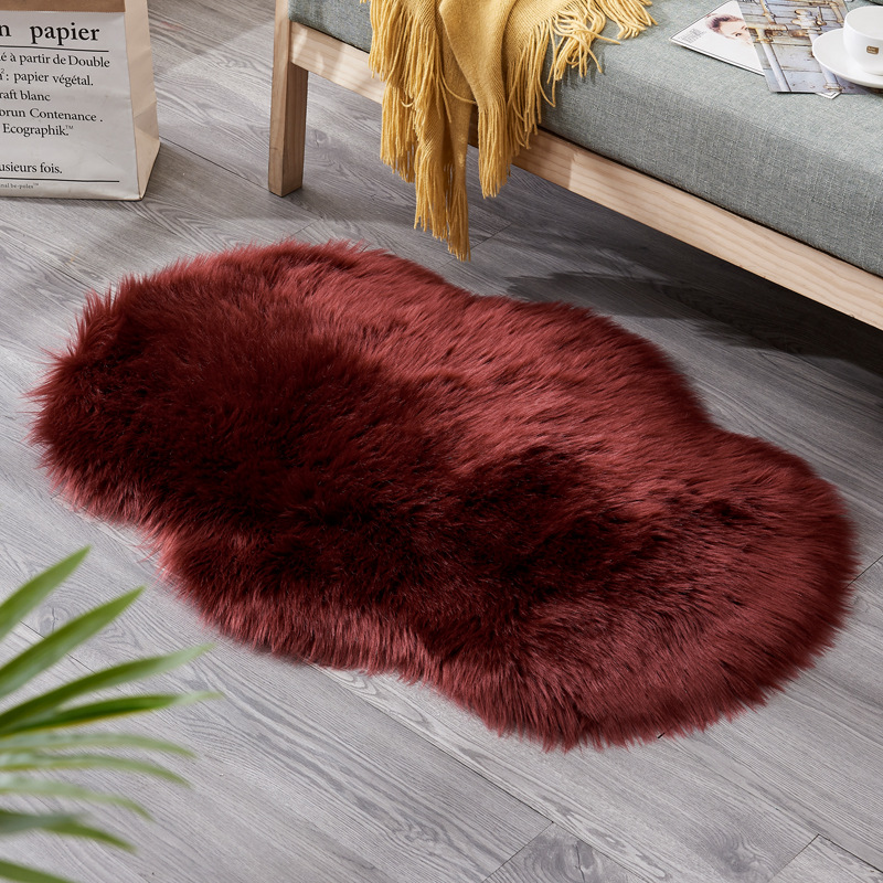 爆款地毯家用防寒防滑不规则茶几地垫沙发坐垫：酒红色0