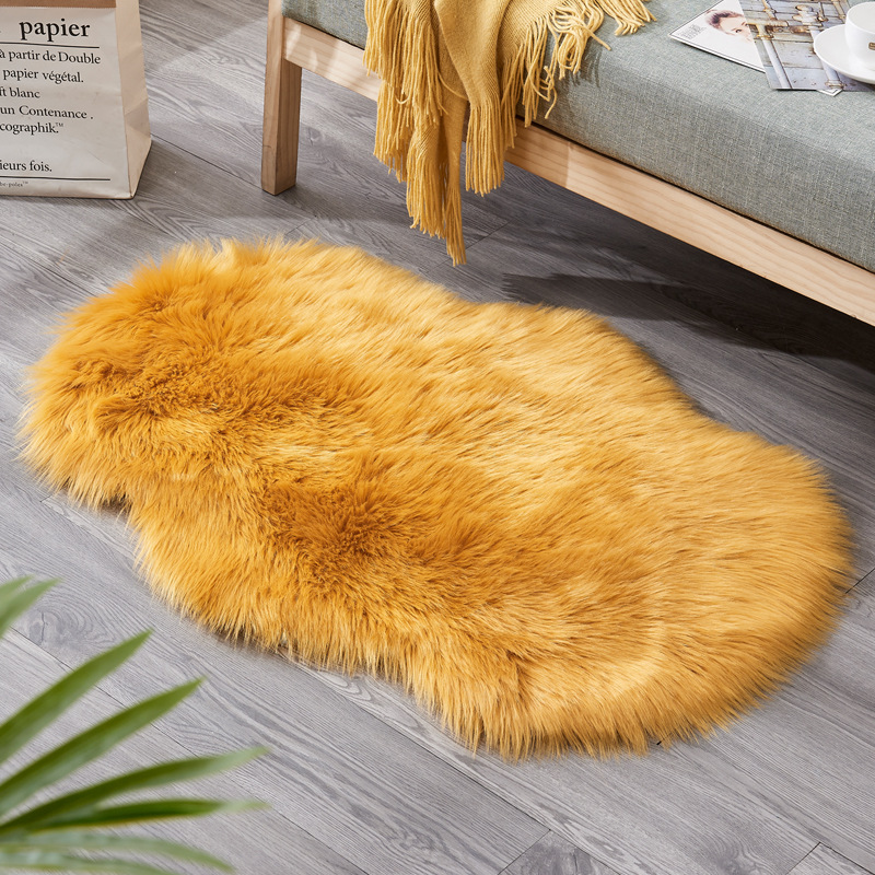 爆款地毯家用防寒防滑不规则茶几地垫沙发坐垫：黄驼色