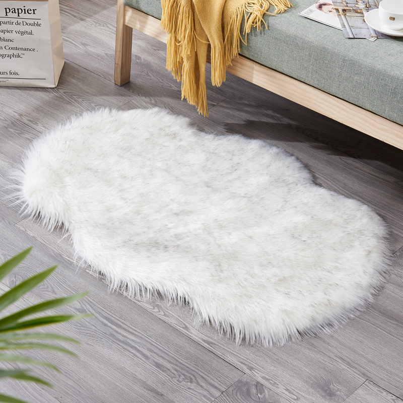 爆款地毯家用防寒防滑不规则茶几地垫沙发坐垫：白灰尖色