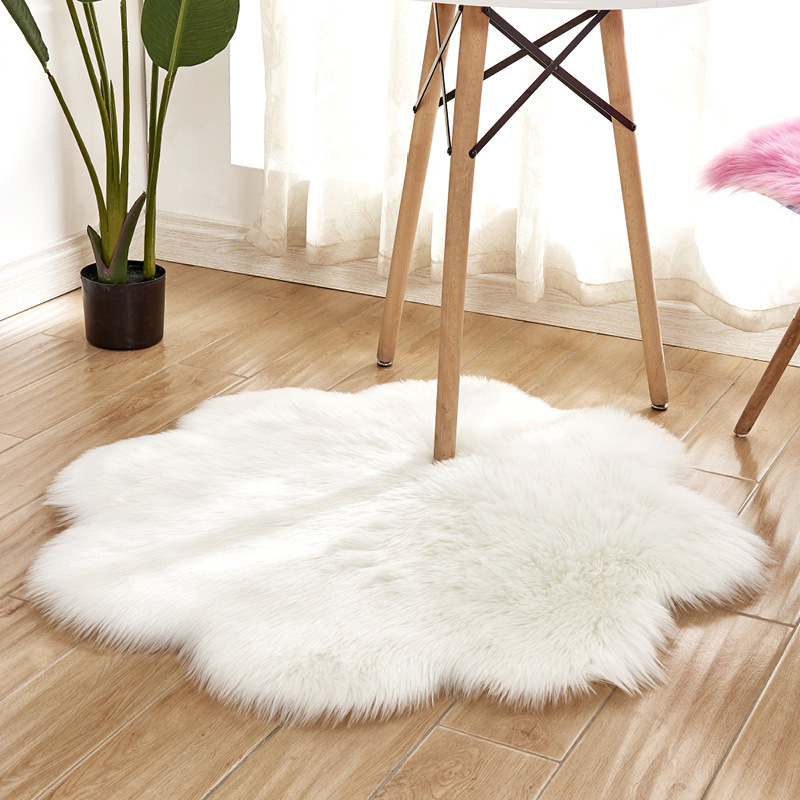 家居仿羊毛地毯卧室客厅地垫飘窗垫办公椅子垫沙发垫：白色