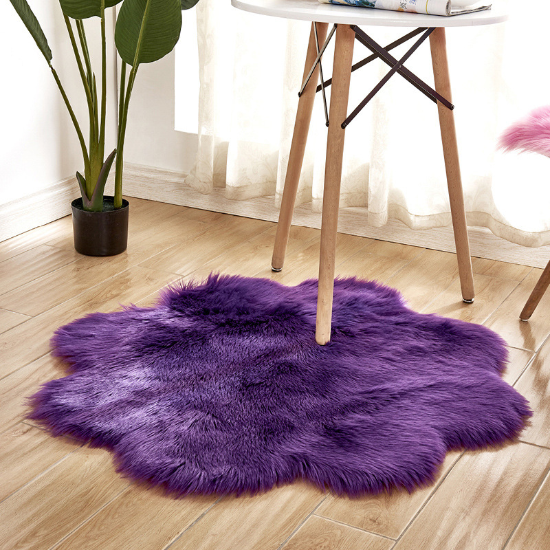 家居仿羊毛地毯卧室客厅地垫飘窗垫办公椅子垫沙发垫：紫色